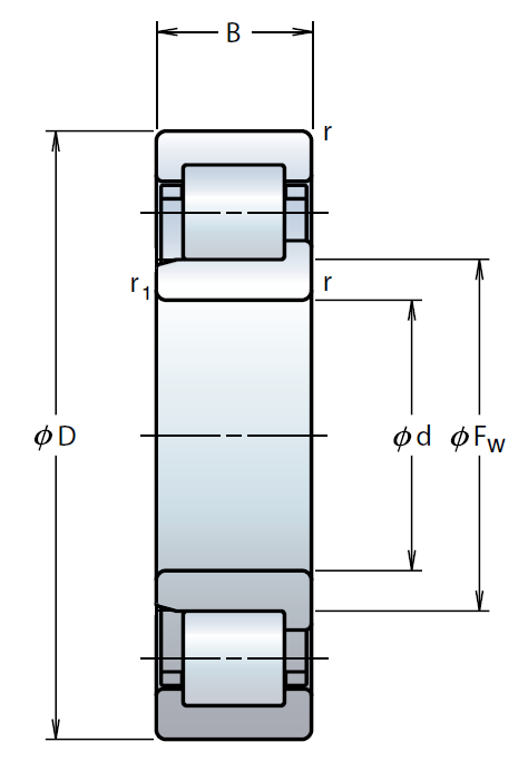 Роликовый цилиндрический подшипник (серия NJ) 2210 W, фото 2